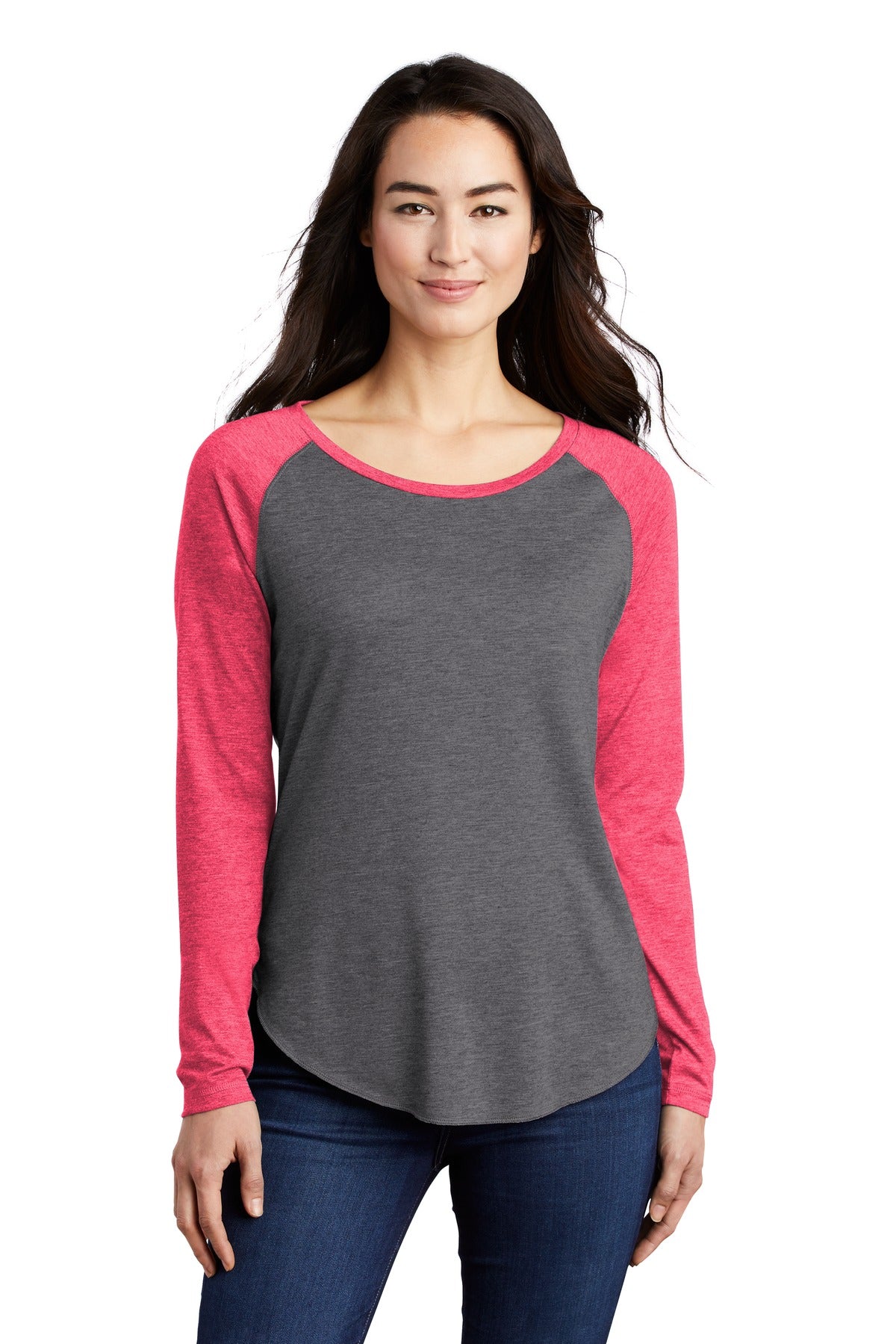 Sport-Tek LST400LS: Ladies PosiCharge Long Sleeve Tri-Blend Wicking Scoop Neck Raglan Tee