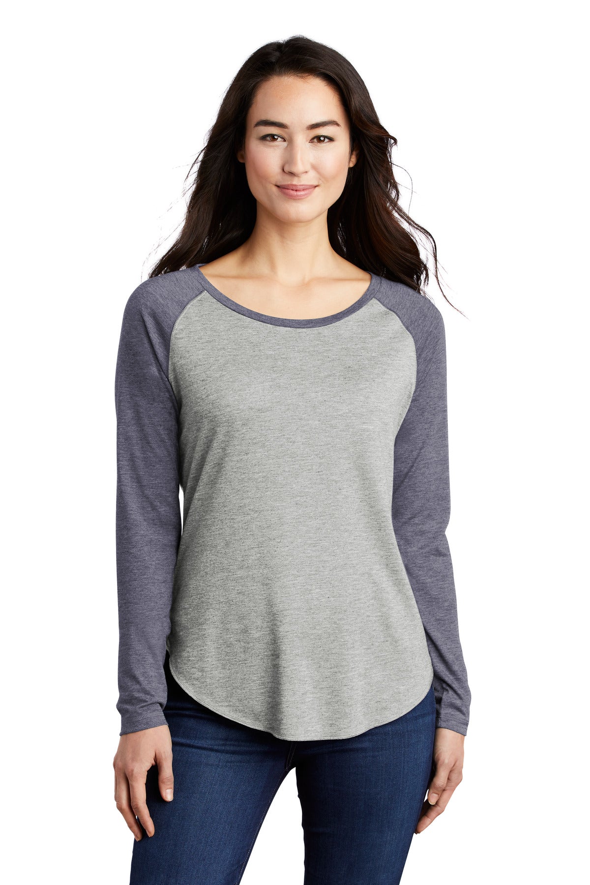Sport-Tek LST400LS: Ladies PosiCharge Long Sleeve Tri-Blend Wicking Scoop Neck Raglan Tee