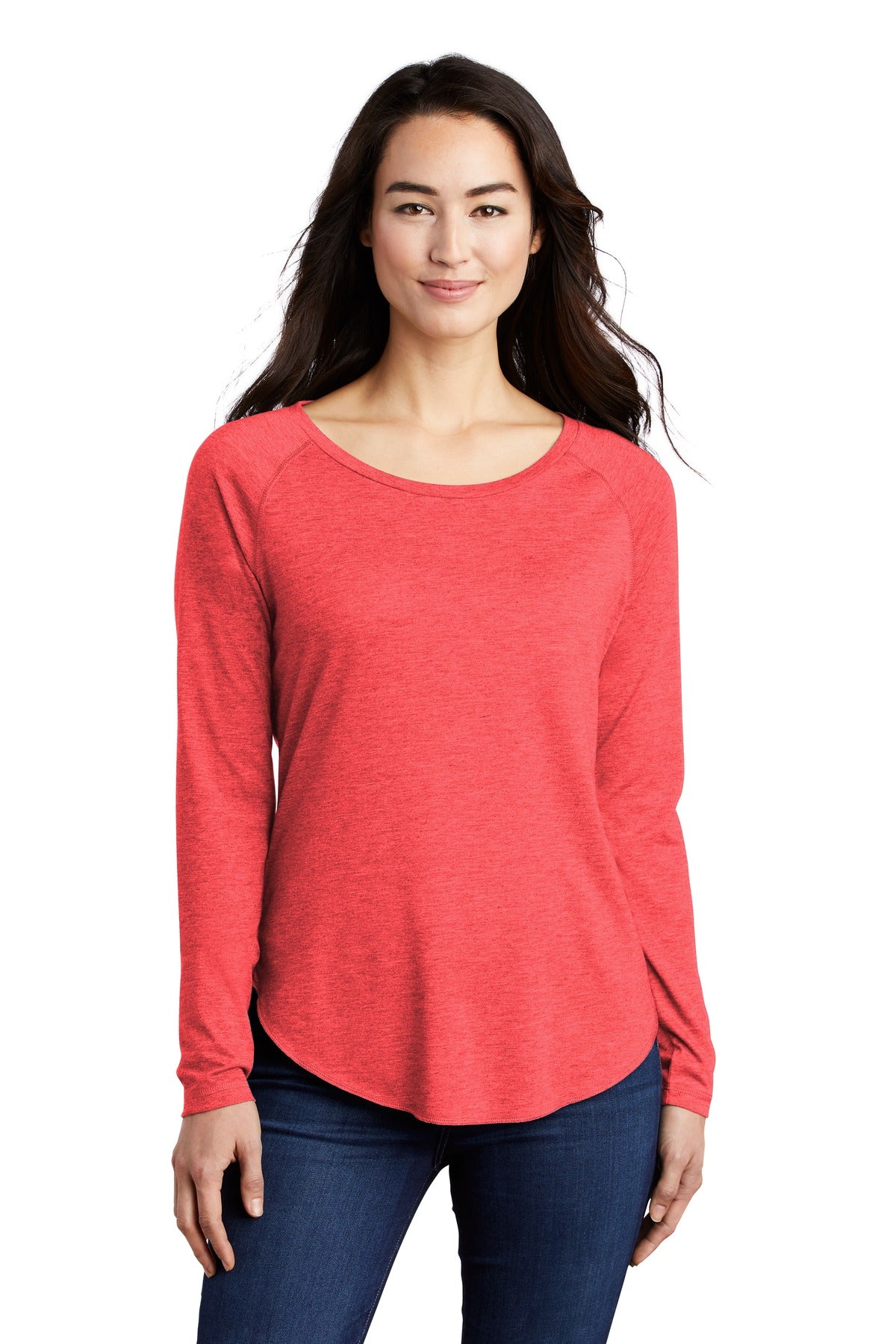 Sport-Tek LST400LS: Ladies PosiCharge Long Sleeve Tri-Blend Wicking Scoop Neck Raglan Tee
