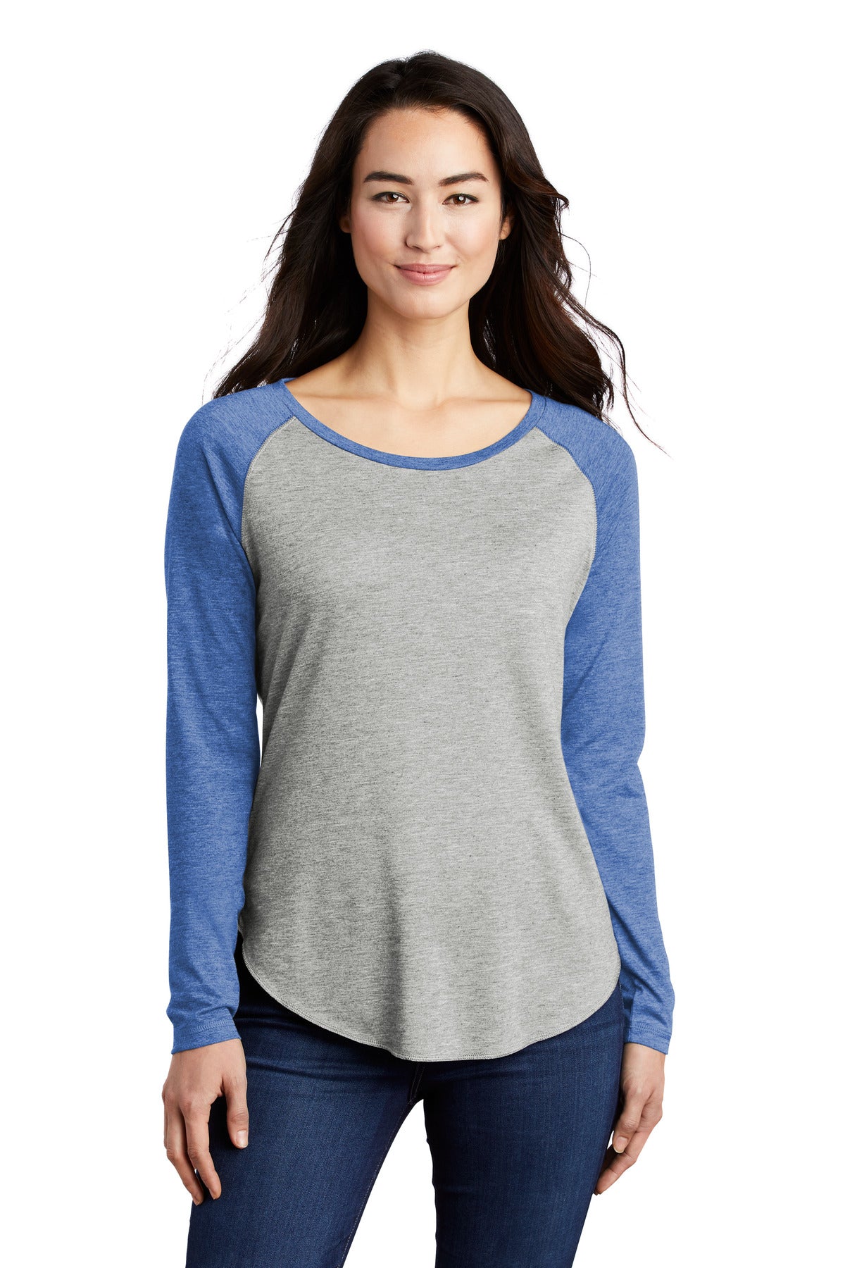 Sport-Tek LST400LS: Ladies PosiCharge Long Sleeve Tri-Blend Wicking Scoop Neck Raglan Tee