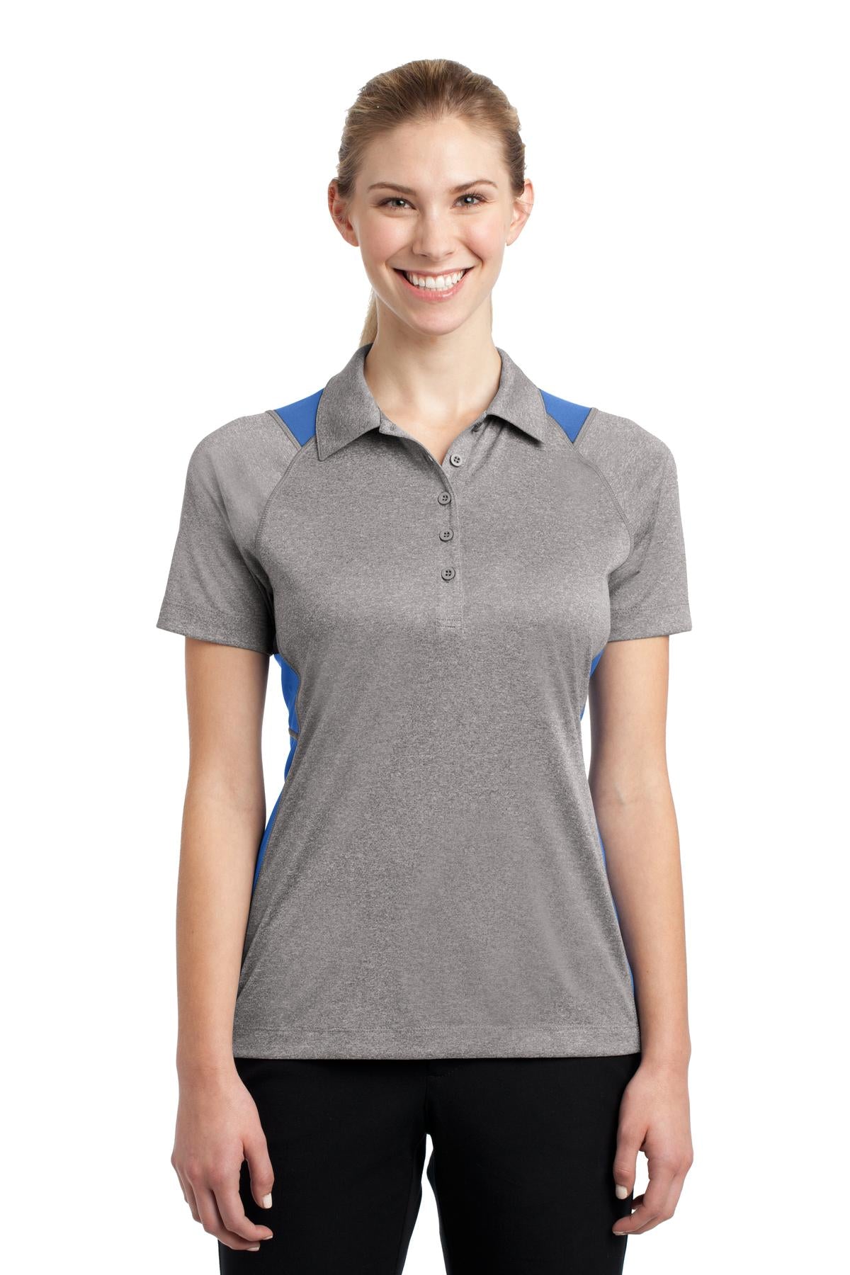 Sport-Tek LST665: Ladies Heather Colorblock Contender Polo