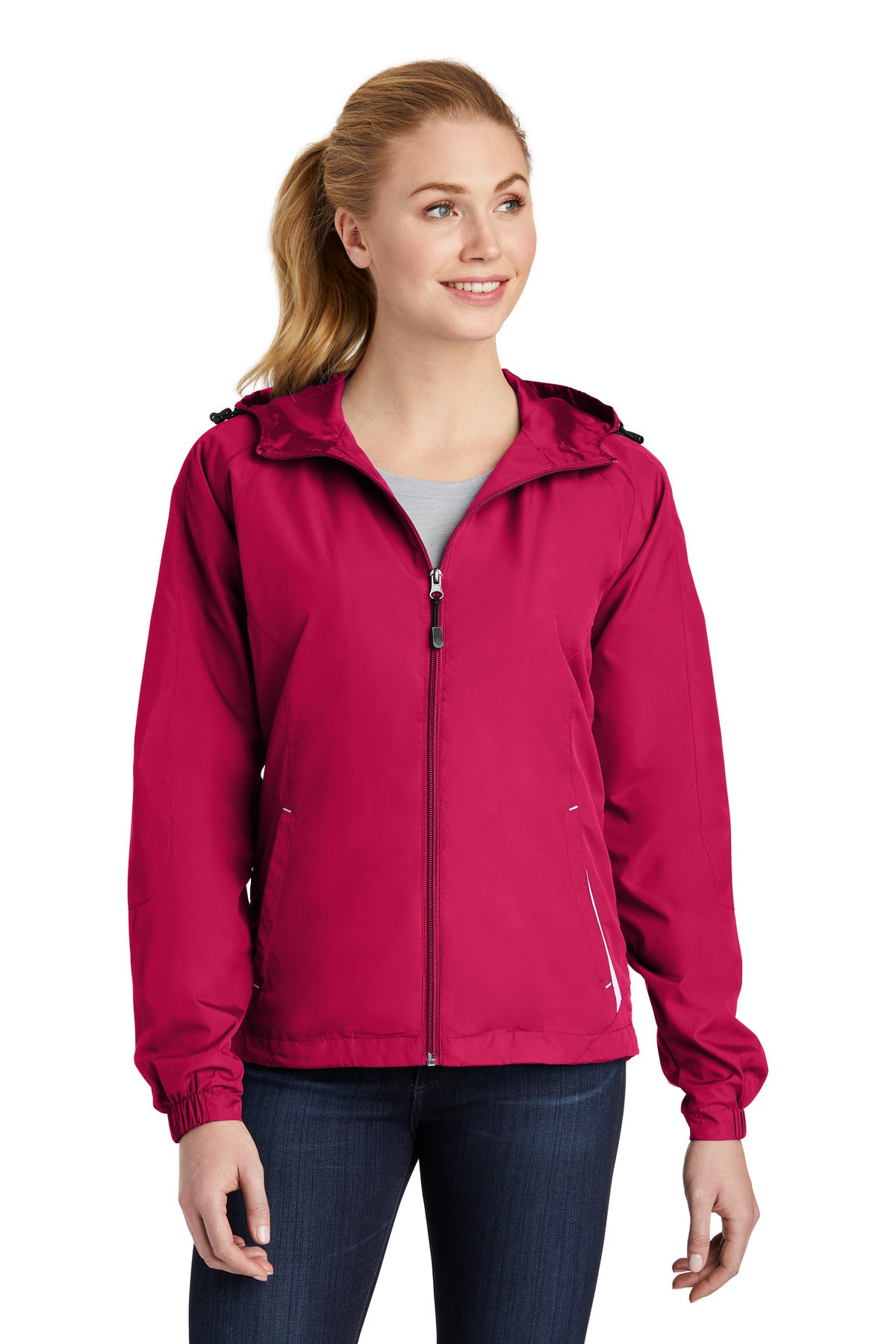 Sport-Tek ®  Ladies Colorblock Hooded Raglan Jacket. LST76