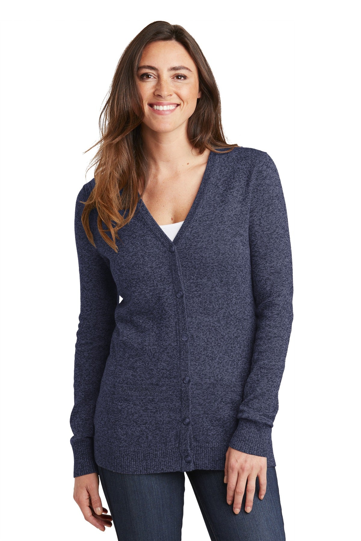 Port Authority  ®  Ladies Marled Cardigan Sweater. LSW415