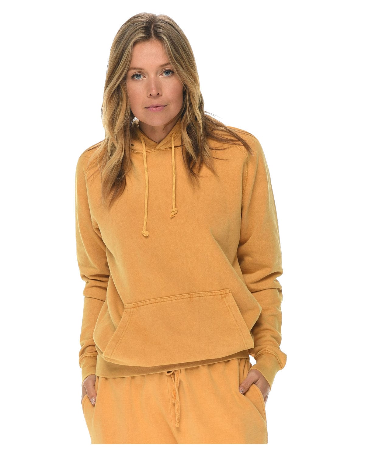 Lane Seven LST004 Unisex Vintage Raglan Hooded Sweatshirt in Mustard