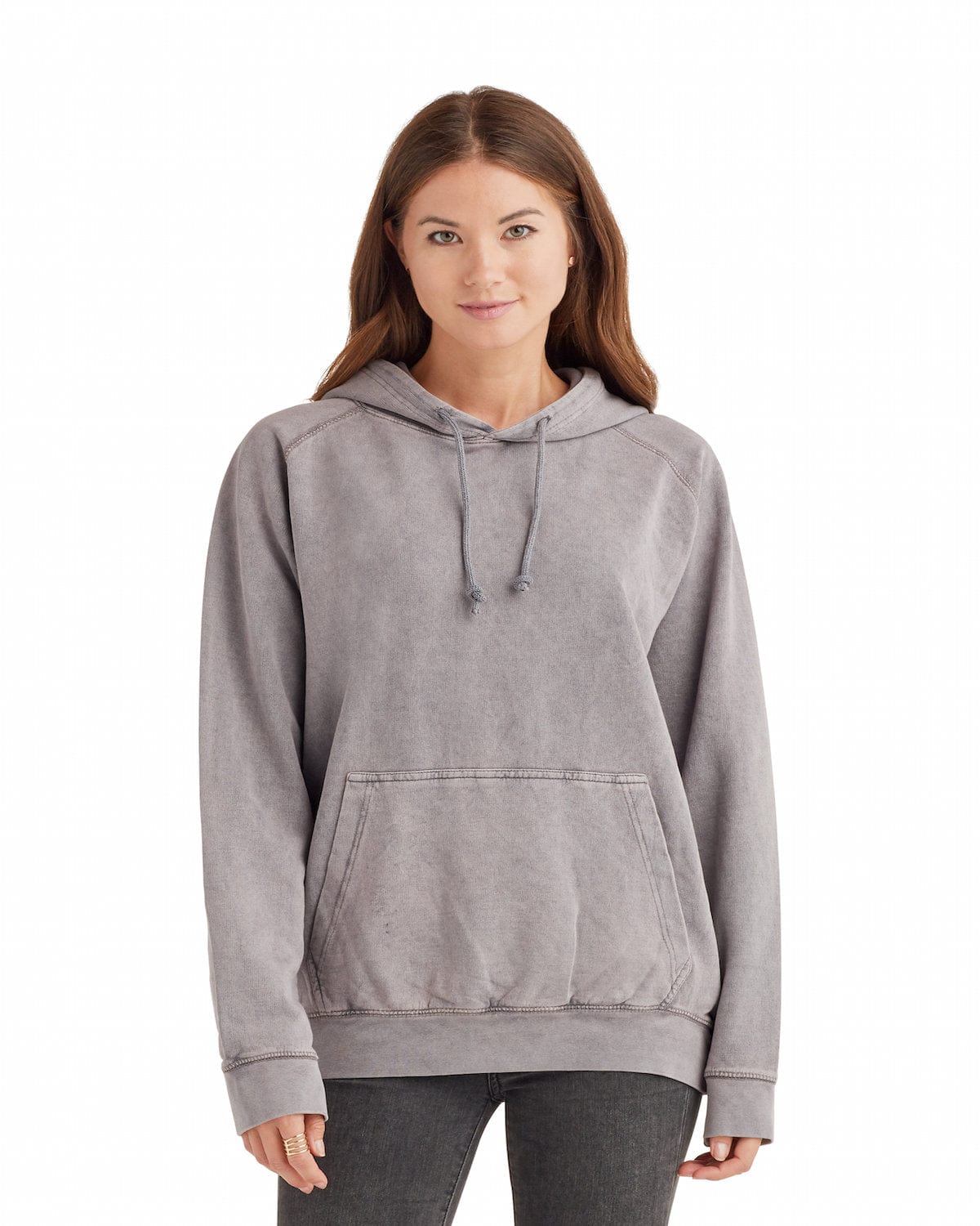 Lane Seven LST004 Unisex Vintage Raglan Hooded Sweatshirt in Zinc