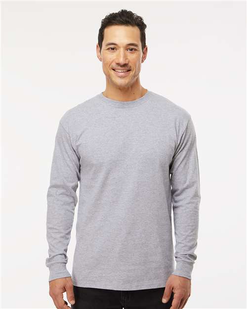 M&O 4820 Unisex Gold Soft Touch Long Sleeve T-Shirt in Athletic Grey