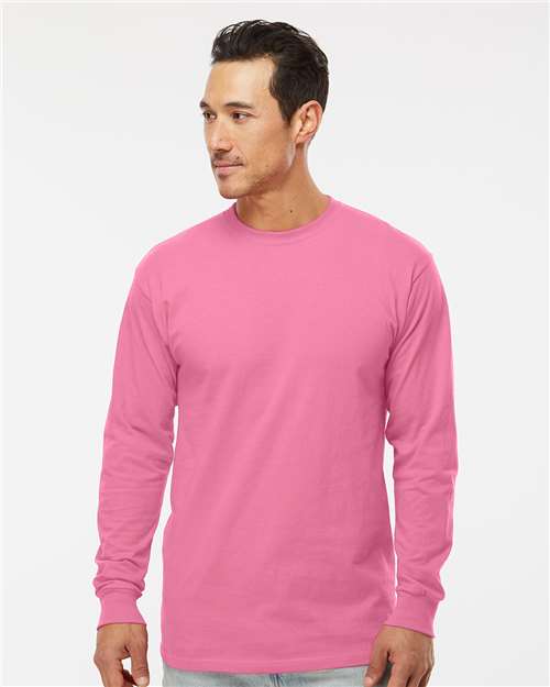 M&O 4820 Unisex Gold Soft Touch Long Sleeve T-Shirt in Azalea