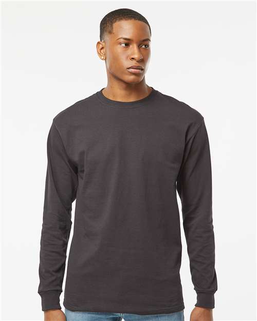 M&O 4820 Unisex Gold Soft Touch Long Sleeve T-Shirt in Charcoal