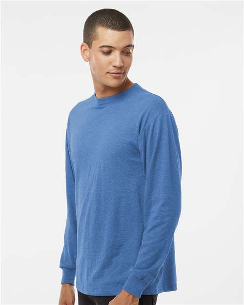 M&O 9460 S / Heather Royal M&O 4820 Unisex Gold Soft Touch Long Sleeve T-Shirt