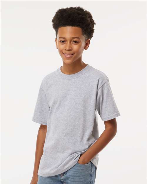 M&O 4850 Youth Gold Soft Touch T-Shirt in Athletic Grey