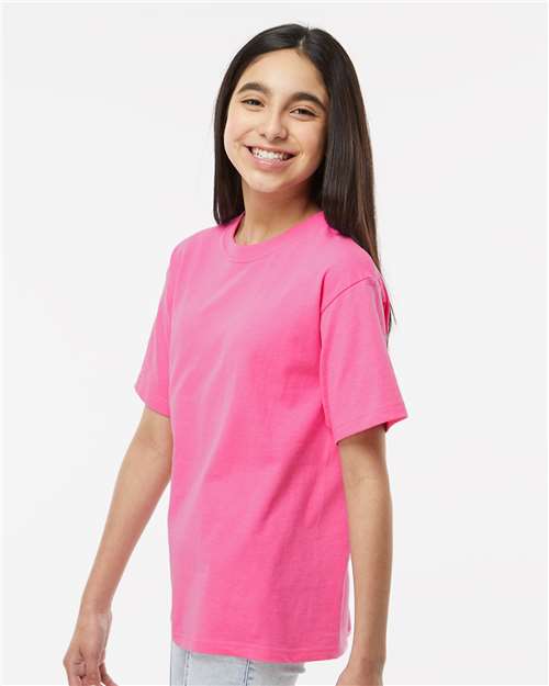 M&O 4850 Youth Gold Soft Touch T-Shirt in Azalea