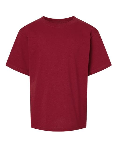 M&O 4850 Youth Gold Soft Touch T-Shirt in Cardinal Red