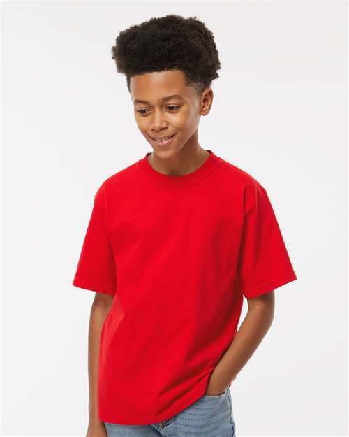 M&O 9463 XS / Deep Red M&O 4850 Youth Gold Soft Touch T-Shirt