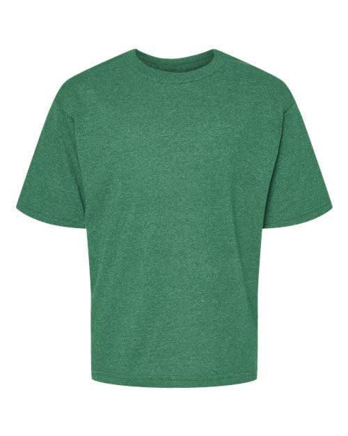 M&O 4850 Youth Gold Soft Touch T-Shirt in Heather Kelly Green