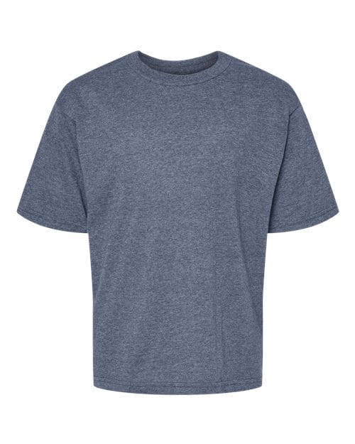 M&O 4850 Youth Gold Soft Touch T-Shirt in Heather Navy