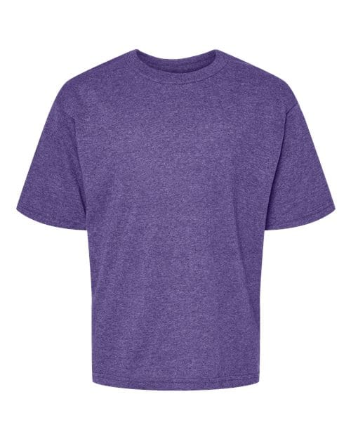 M&O 4850 Youth Gold Soft Touch T-Shirt in Heather Purple