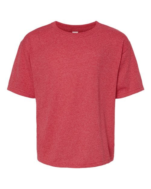 M&O 4850 Youth Gold Soft Touch T-Shirt in Heather Red