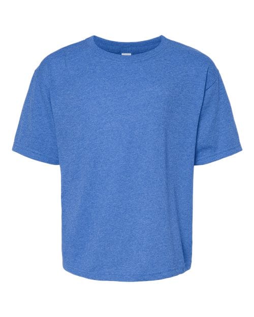 M&O 4850 Youth Gold Soft Touch T-Shirt in Heather Royal