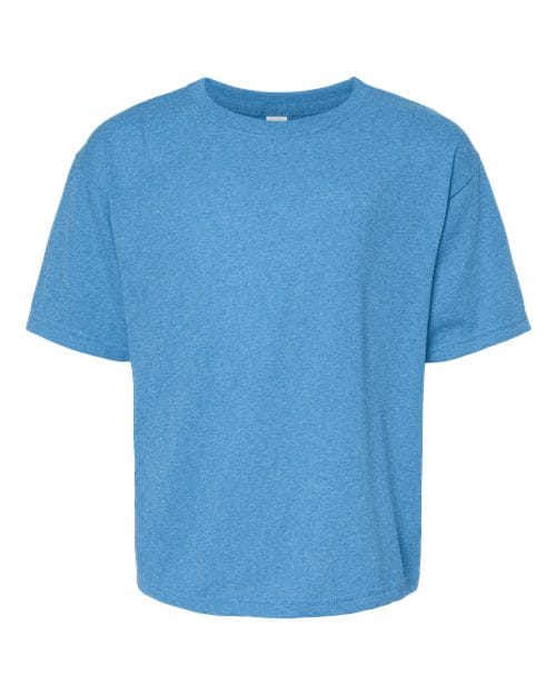 M&O 4850 Youth Gold Soft Touch T-Shirt in Heather Turquoise