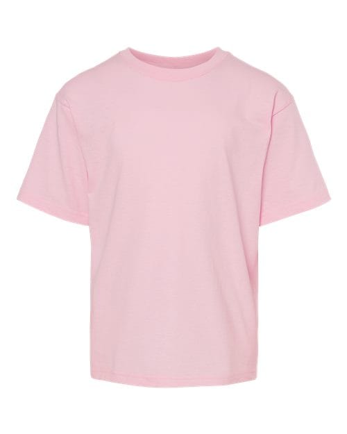 M&O 4850 Youth Gold Soft Touch T-Shirt in Light Pink