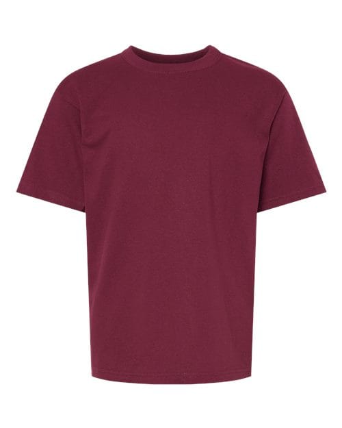 M&O 4850 Youth Gold Soft Touch T-Shirt in Maroon