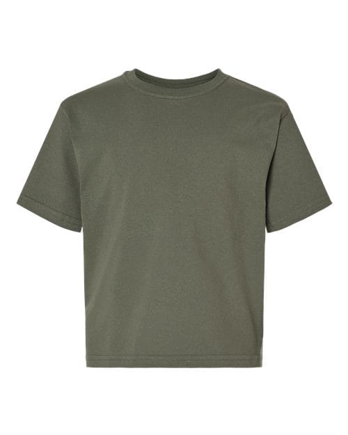 M&O 4850 Youth Gold Soft Touch T-Shirt in Military Green