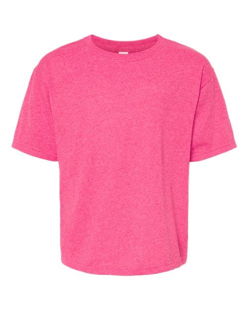 M&O 4850 Youth Gold Soft Touch T-Shirt in Neon Pink