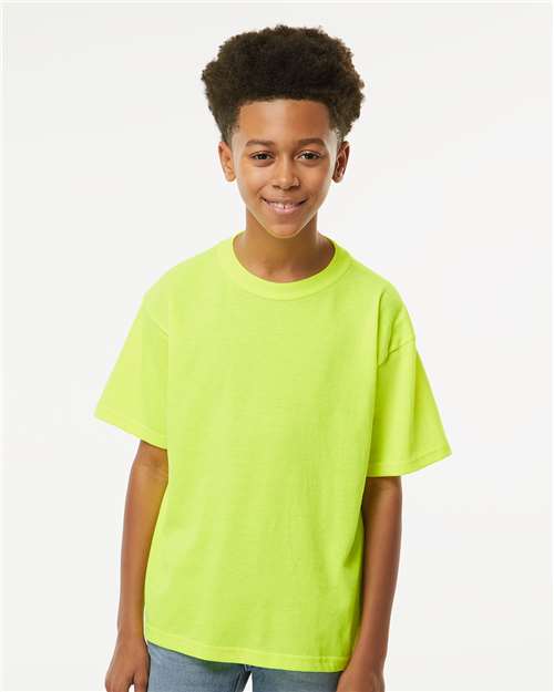 M&O 9463 XS / Safety Green M&O 4850 Youth Gold Soft Touch T-Shirt