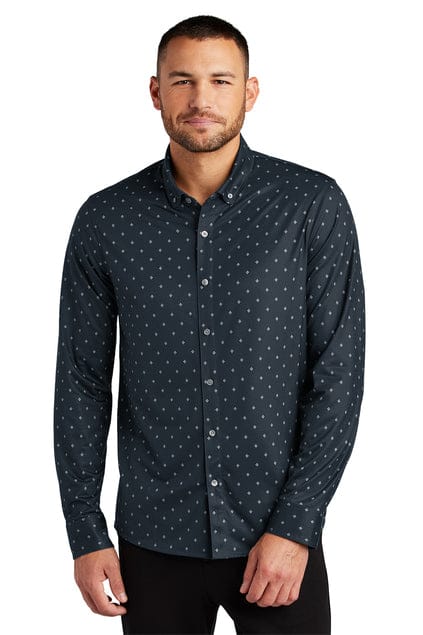 Mercer+Mettle Stretch Jersey Long Sleeve Shirt MM1018 in Navy Geo Diamond