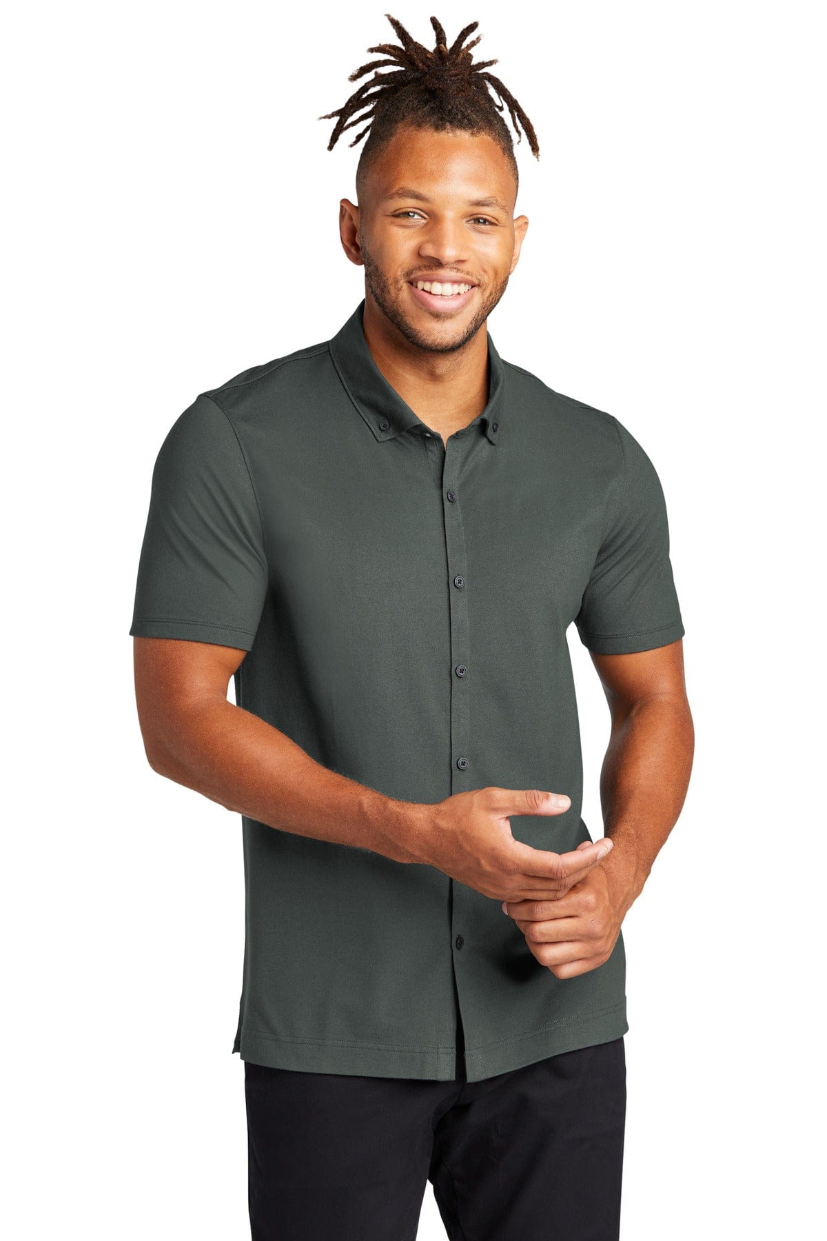 Mercer+Mettle Stretch Pique Full-Button Polo MM1006 in 