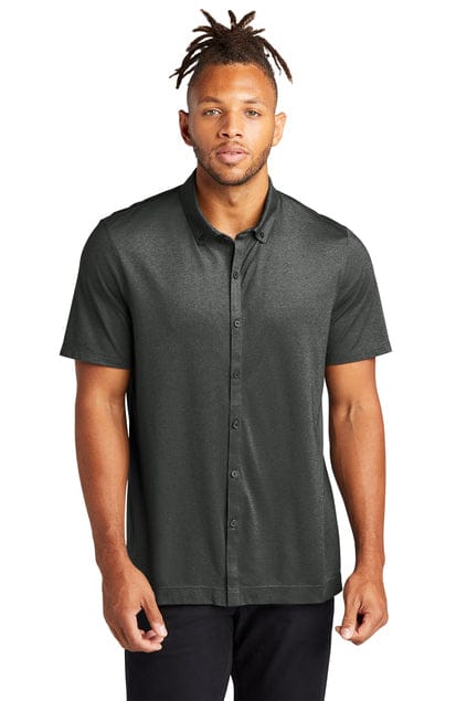 Mercer+Mettle Stretch Pique Full-Button Polo MM1006 in Anchor Grey Heather