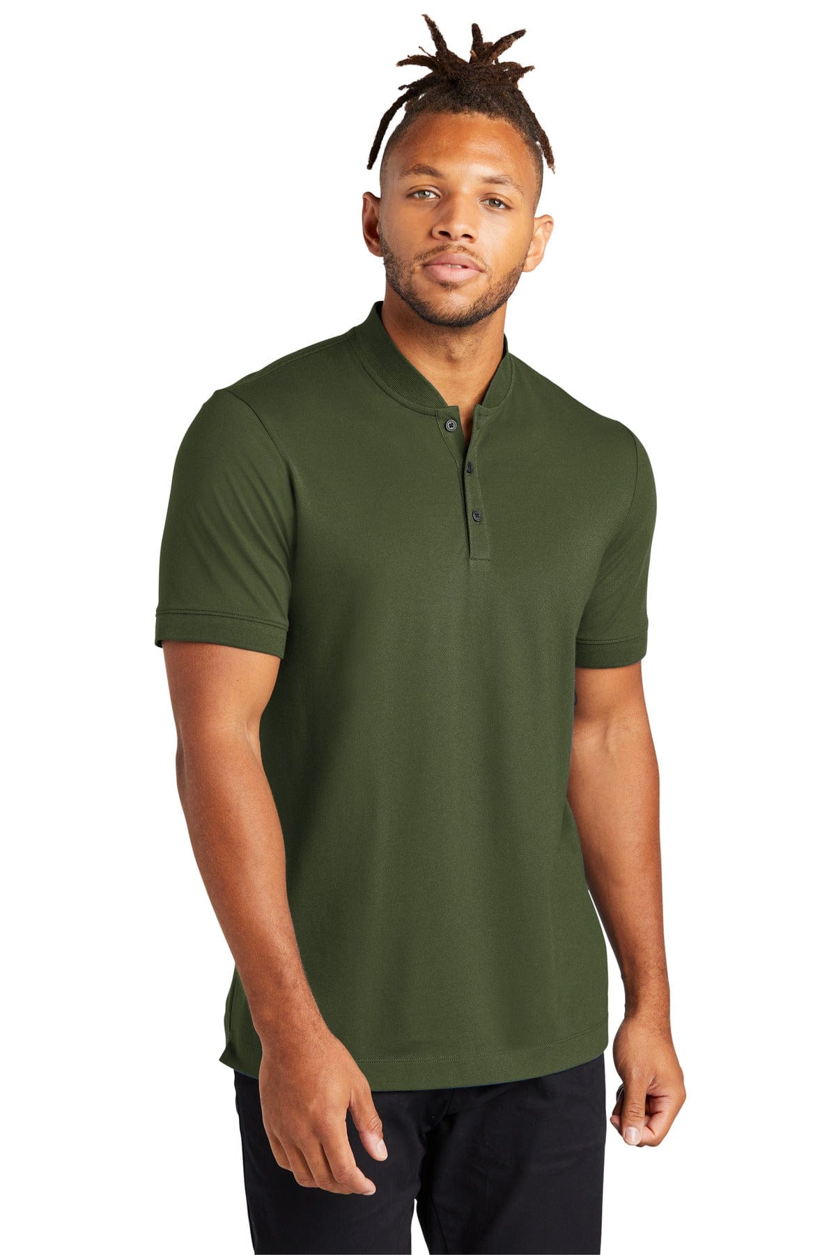 Mercer+Mettle Stretch Pique Henley MM1008 in Townsend Green