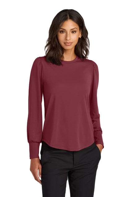 Mercer+Mettle Women's Stretch Jersey Long Sleeve Blouson Top MM1019 in Rosewood