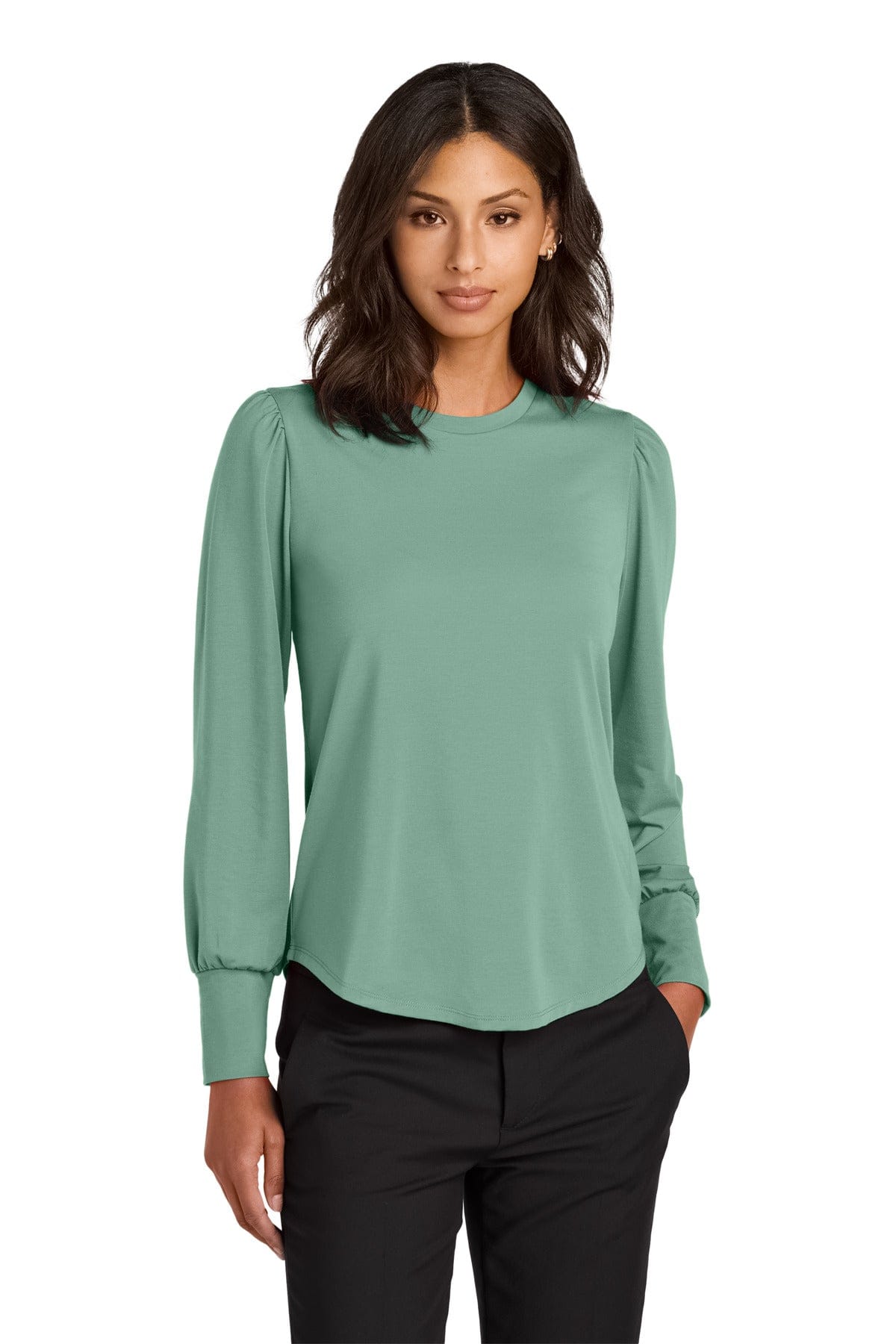 Mercer+Mettle Women's Stretch Jersey Long Sleeve Blouson Top MM1019 in Sage