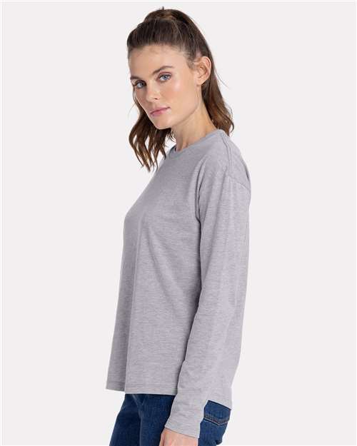 NL3911 Women's Cotton Relaxed Long Sleeve T-Shirt in Heather Grey