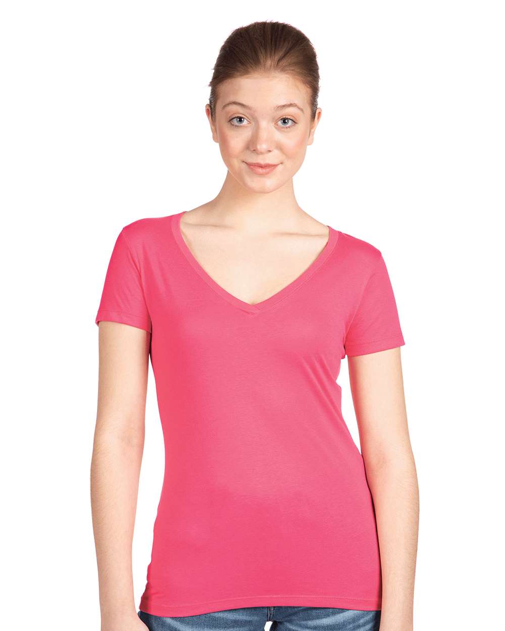 Next Level 1540 Women's Ideal V-Neck T-Shirt in Hot Pink