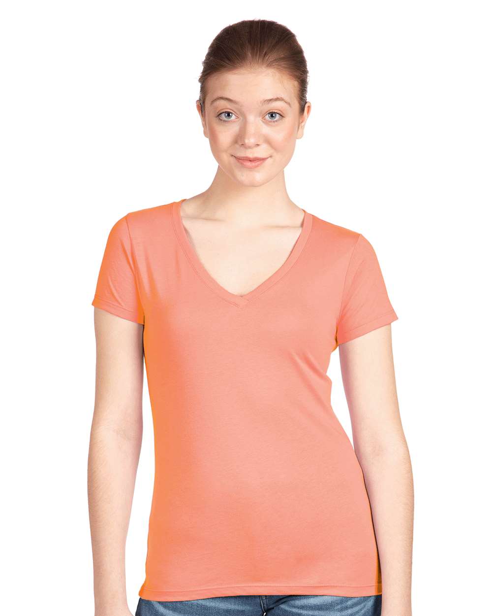 Next Level 1540 Women's Ideal V-Neck T-Shirt in Light Orange