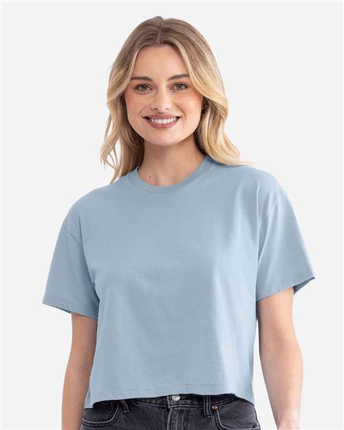 Next Level 1580 Women's Ideal Crop Top in Stonewash Denim