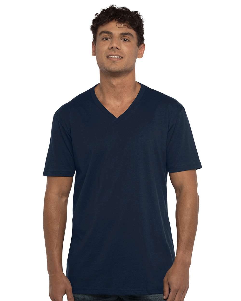 Next Level 3200 Unisex Cotton V-Neck T-Shirt in Midnight Navy
