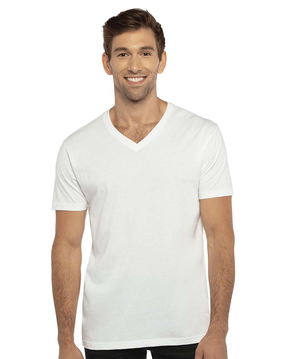 Next Level 3200 Unisex Cotton V-Neck T-Shirt in White