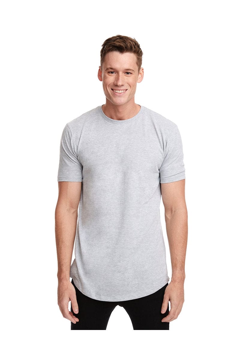 Next Level 3602: Men's Cotton Long Body Crew in Heather Gray
