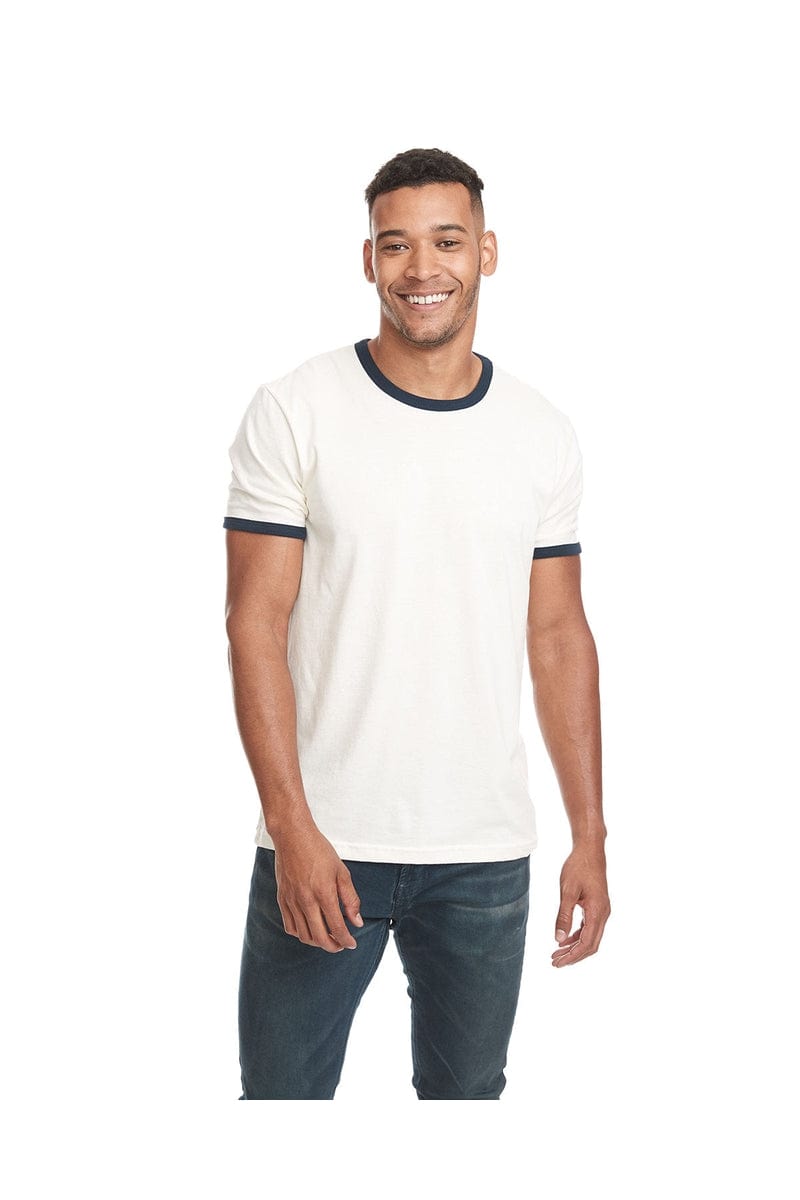Next Level 3604: Unisex Ringer T-Shirt in Naturl/ Mdnt Nvy