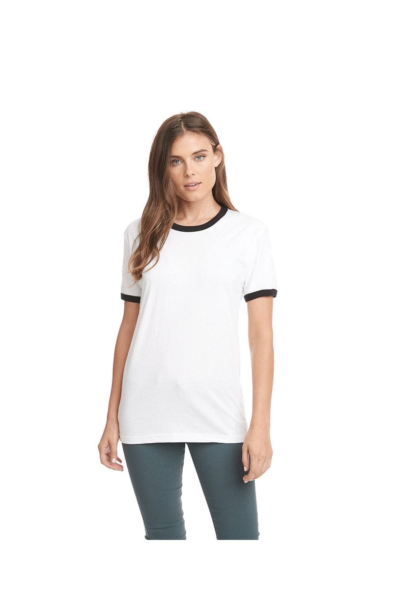 Next Level 3604: Unisex Ringer T-Shirt in White/ Black