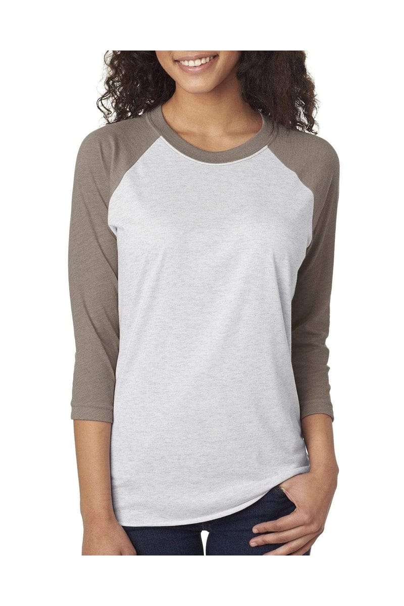 Next Level 6051: Unisex Triblend 3/4-Sleeve Raglan in Vin Gr/ Hthr Wht