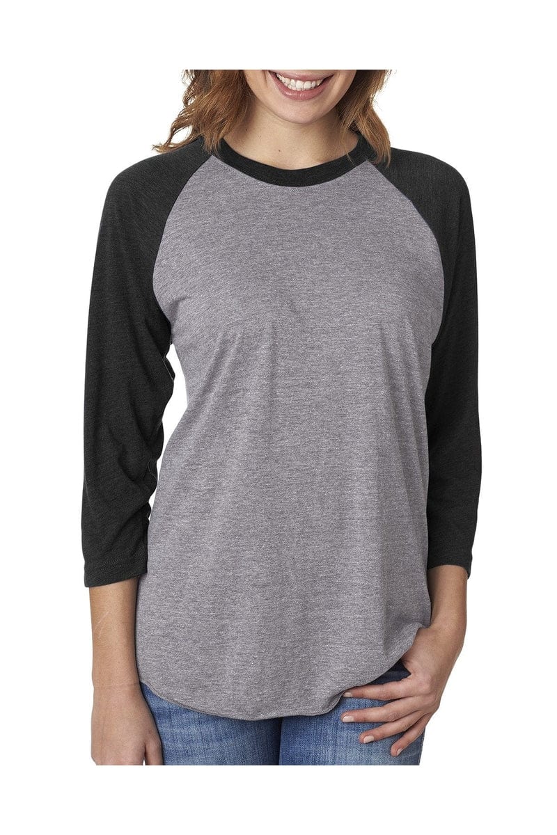 Next Level 6051: Unisex Triblend 3/4-Sleeve Raglan in Vin Blk/ Pr Hthr