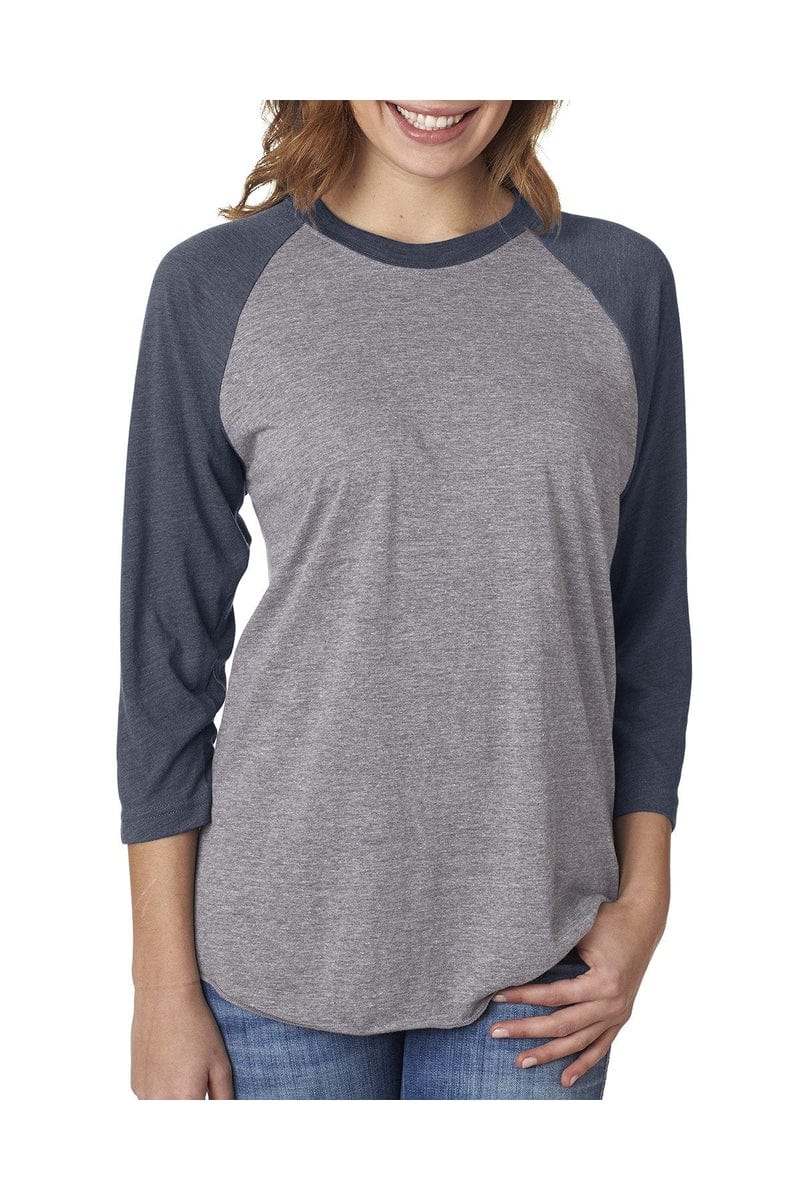 Next Level 6051: Unisex Triblend 3/4-Sleeve Raglan in Vin Nvy/ Pr Hthr
