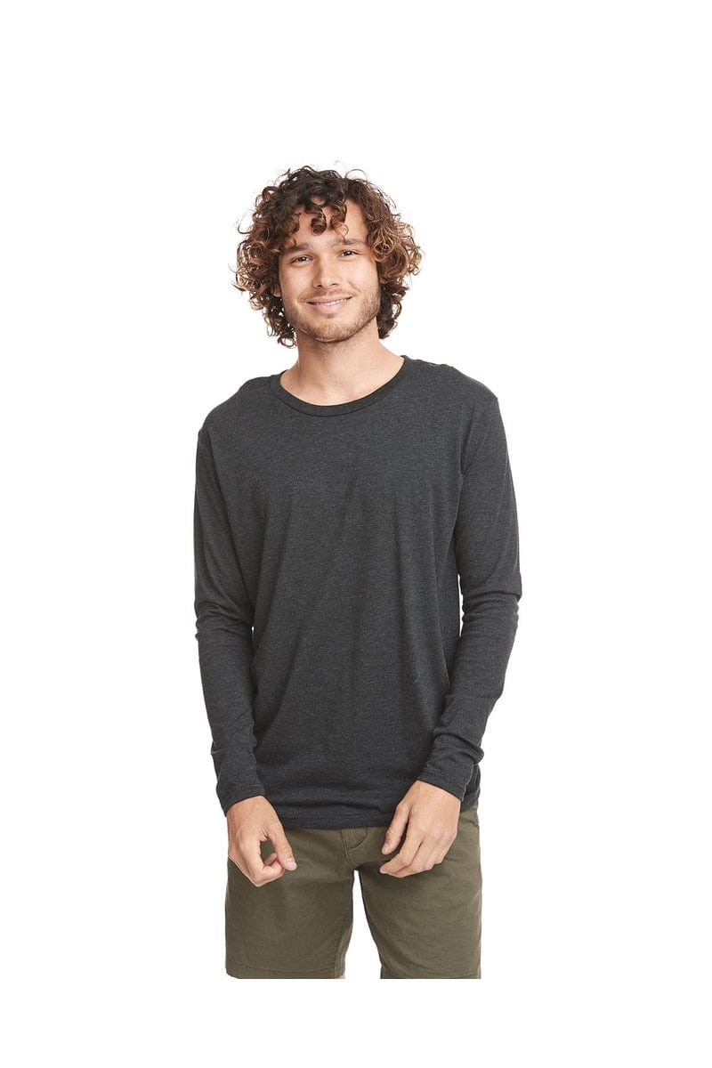 Next Level 6071: Men's Triblend Long-Sleeve Crew in Vintage Black