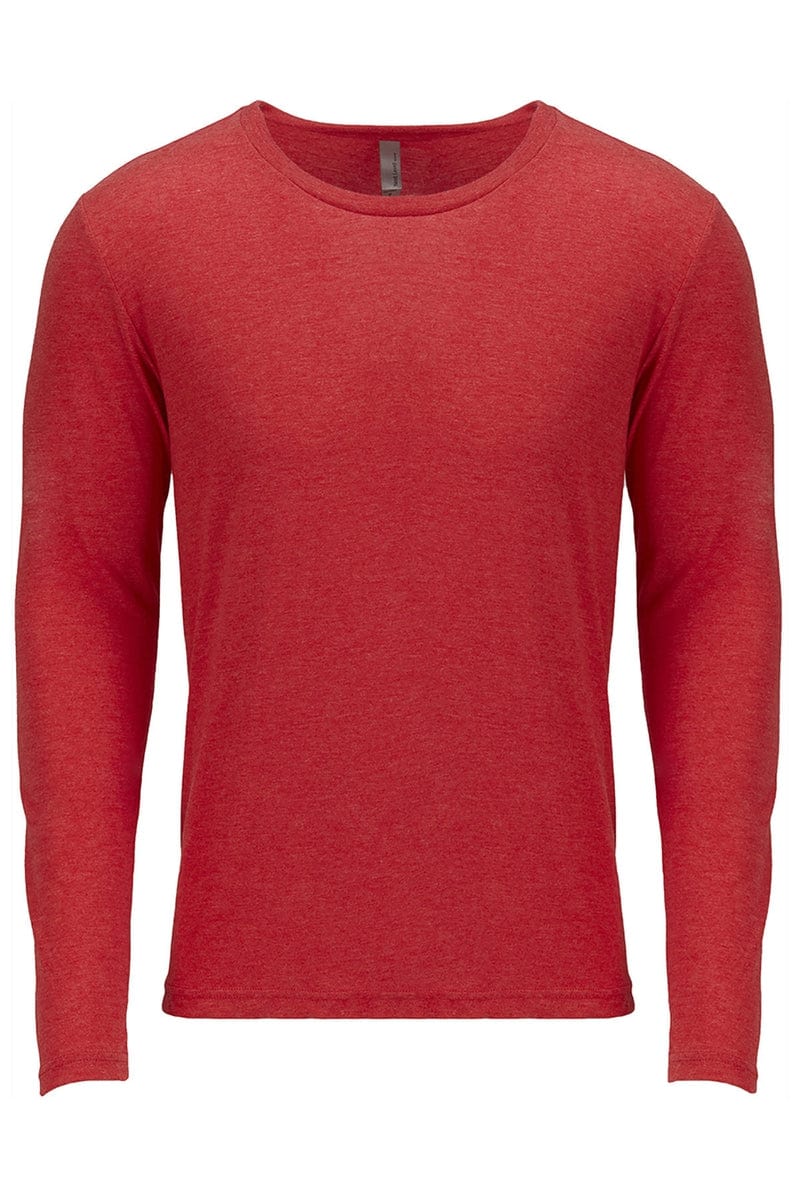 Next Level 6071: Men's Triblend Long-Sleeve Crew in Vintage Red