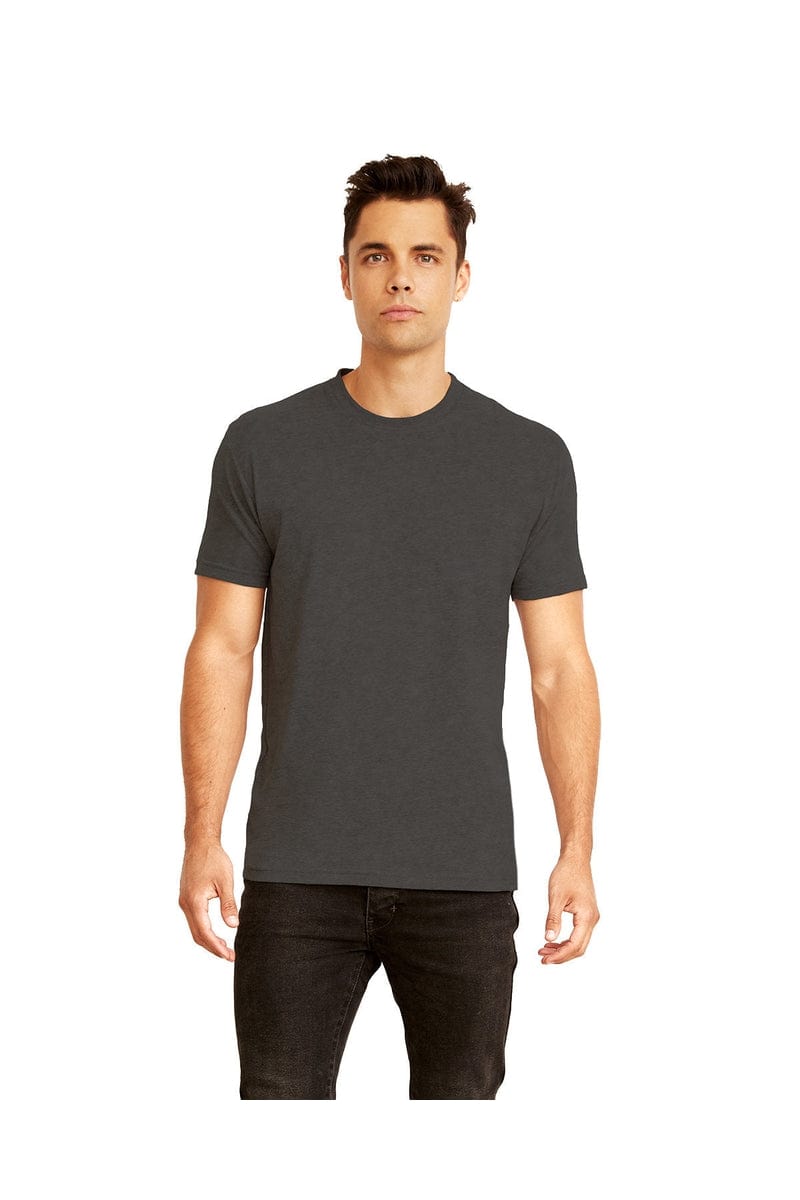 Next Level 6410: Men's Sueded Crew Tee in Heather Charcoal
