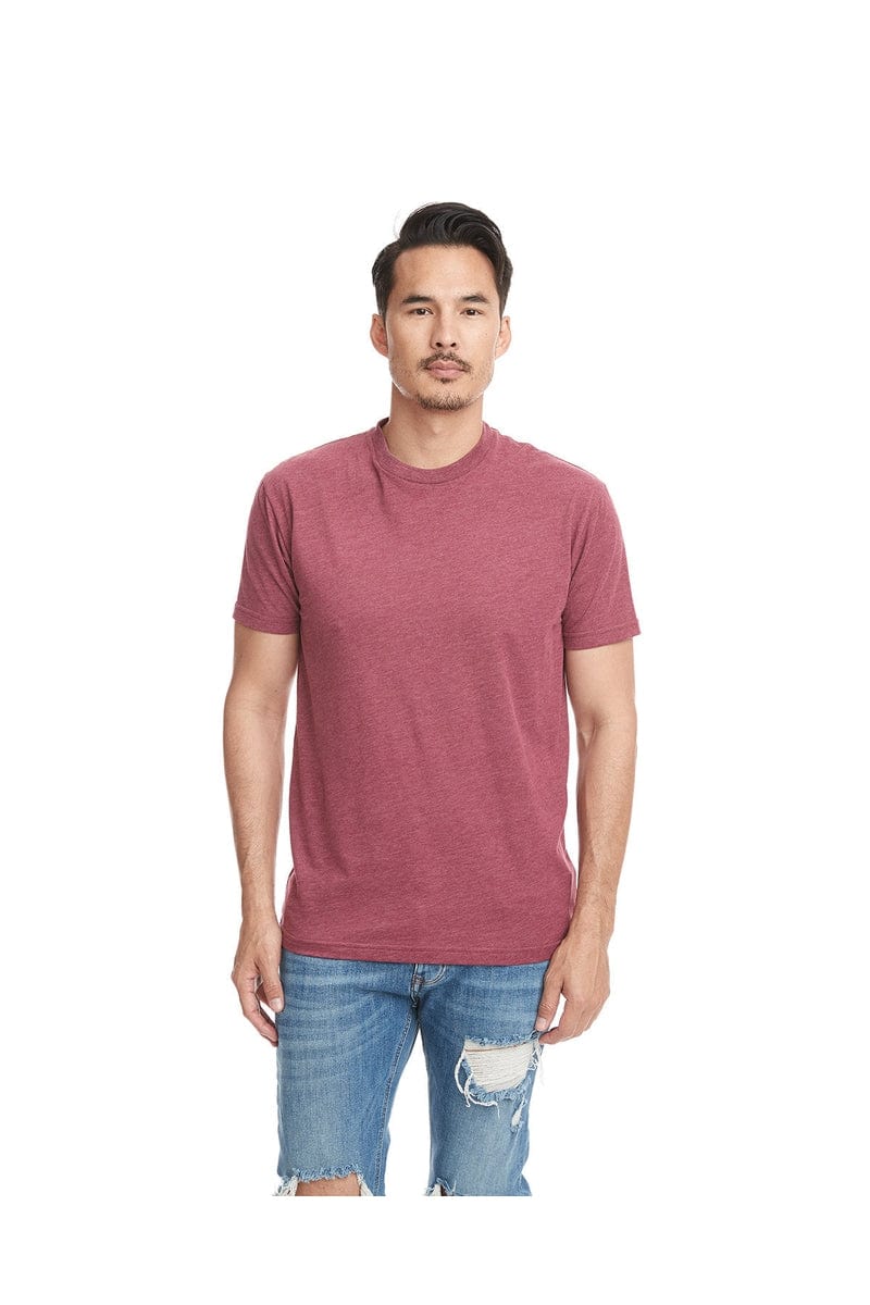Next Level 6410: Men's Sueded Crew Tee in Heather Maroon
